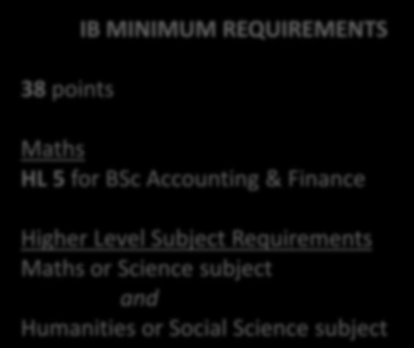 Requirements Maths or Science subject and Humanities or Social Science subject