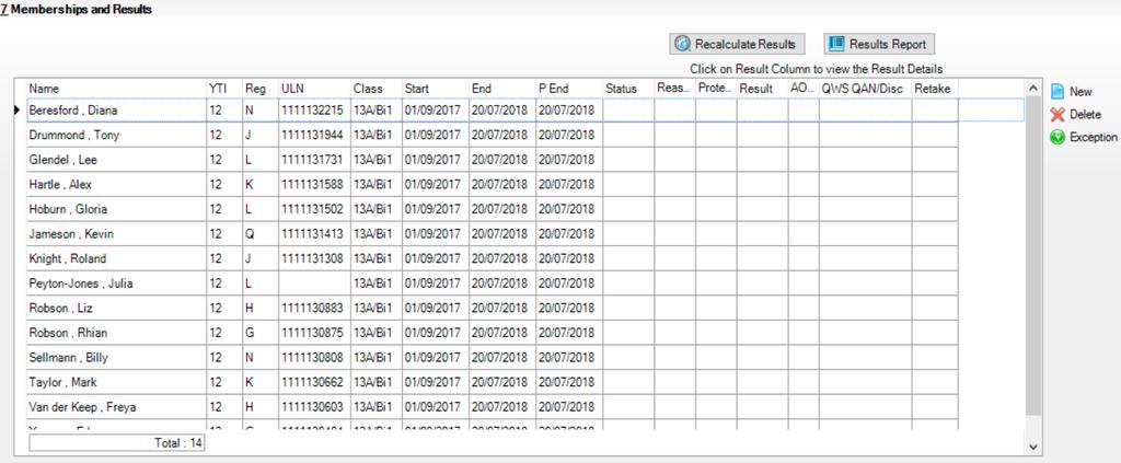 Tab 6: Classes This panel will display any classes that have been linked by association from the timetable or manually.
