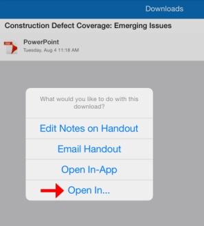 Select the handout you wish to annotate (found under Dashboard Sessions & Events [your session] Resources Handouts in the PLRB Conferences App for example).