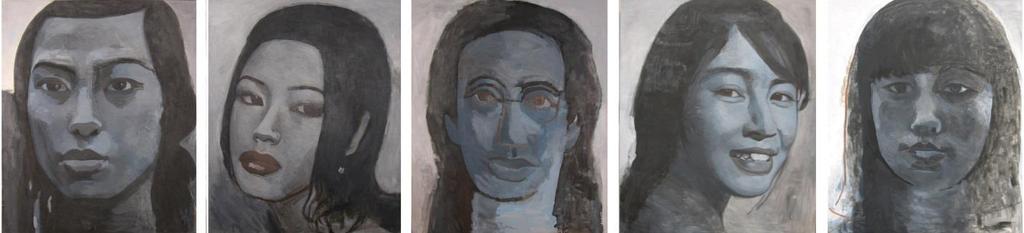 Yu Youhan, 5 Women, 2001, acrylic on canvas, each