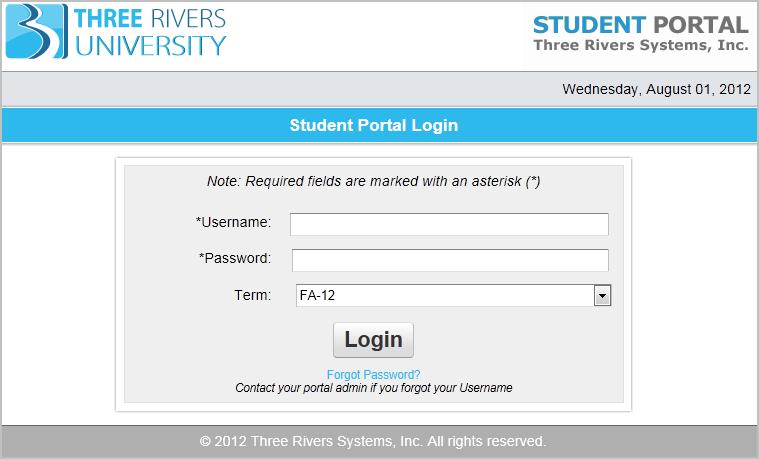 Logging In Any pop-up blockers must be turned off when accessing the Student Portal Registration.