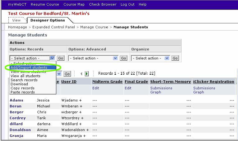 Once you have completed the four-step Gradebook Transfer Wizard, you will need to return to your WebCT system and upload the grades.
