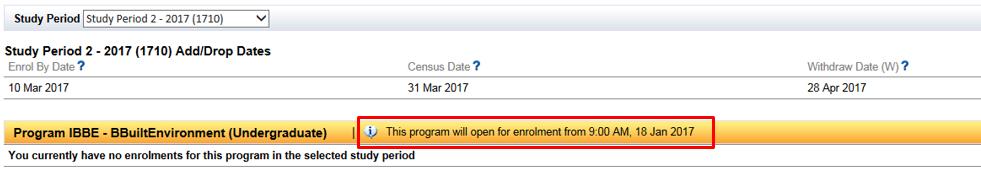 No Add Course button (prior enrolment open date) If your enrolment open date/time hasn t opened yet, you