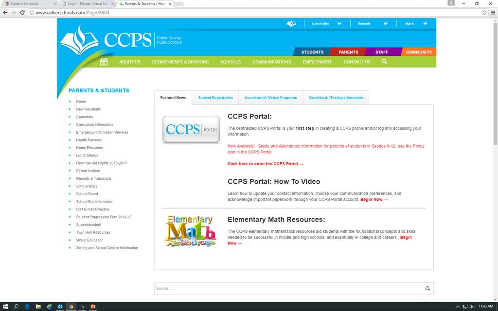 CCPS Portal Log in as student or