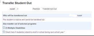 Checking the check box will end the program as of the Date of Transfer that was entered.
