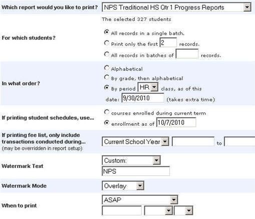 Printing Progress Reports for a Grade Level On the Start Page, under Browse Students, click on the desired grade level.