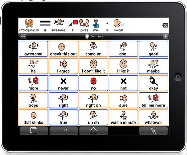 Augmentative communication devices have text-to-speech, or just speech technology.