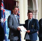 Premier Ted Ballieu. Along with nine other students from all over Victoria, Bayley and his family attended the prize giving at Parliament House.