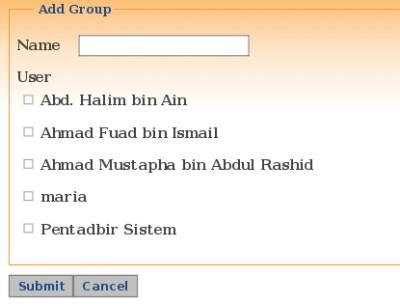 5 Group Modul group digunakan untuk menambah dan mengemaskini group serta ahli dalam group untuk sesebuah committee. Pada antara muka utama (Gambarajah 1.0). Klik ikon "Groups" pada suatu committee.