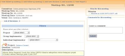 7.3 Melihat meeting 7.3.1 Klik ikon "View" pada skrin senarai meetings. Gambarajah 13.6: Paparan maklumat meeting 7.4 