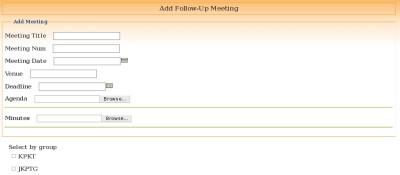 8.2 Menambah follow up Meeting baru (Pemantauan Mesyuarat) 8.2.1 Klik pautan "Add follow up meeting" skrin maklumat penuh meeting.