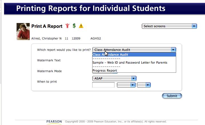 Three Ways to Print PowerSchool Reports Printing Reports for Individual Students 1. Begin on the Start page. 2. Click the Backpack icon next to the section in which the student is enrolled. 3.