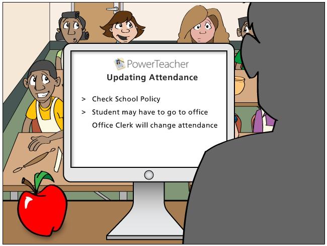 You can now see a green dot next to the class. This means you have taken attendance for this class. If no one is absent you still MUST take attendance. Click on the Chair icon next to the class.