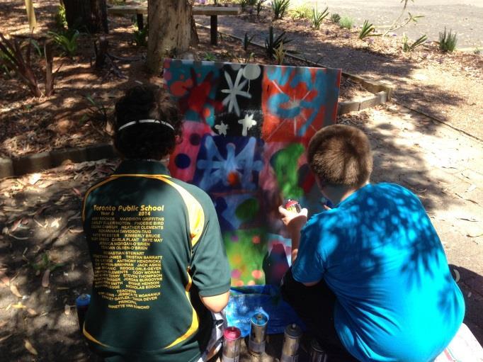 Students created a personalized graffiti artwork and also created a group artwork which was presented to the school.