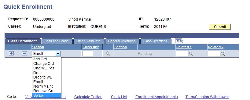 Step 4 - When you click on Quick Enrollment, you will be brought to the Enrollment screen.