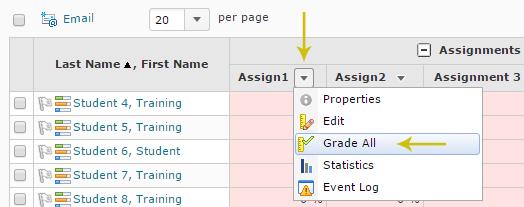 4.1 ENTERING GRADES Use the Enter Grades page to enter individual grades for your users. By default, this area displays your grade book organized by name.