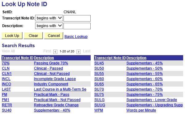 scheme. 1. Select the Transcript Note tab and select the corresponding Note link. 2.