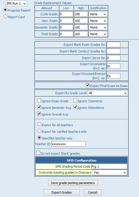 Gradespeed Exporting Grades for One Teacher 1. Go to GradeSpeed >> Tools and Settings >> Export Grades. 2. Select the Progress Report or Report Card radio button. 3.