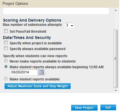 Step 8c Projects: In the Project Assignment Options dialog box, enter and select from the various options.