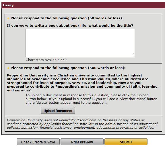 Common App Supplements usually include short-answer questions Note
