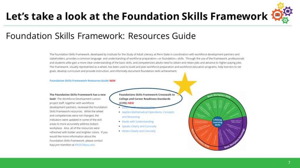 The Foundation Skills Framework was developed with workforce development partners and other stakeholders such as employers.