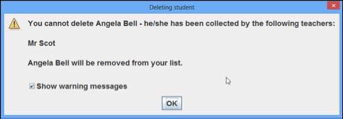 Removing students from your list To remove students from your list when you no longer teach them, first click on them to highlight them.