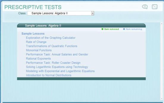 Prescriptive Testing When prescriptive testing is enabled, this report shows how your course has been customized