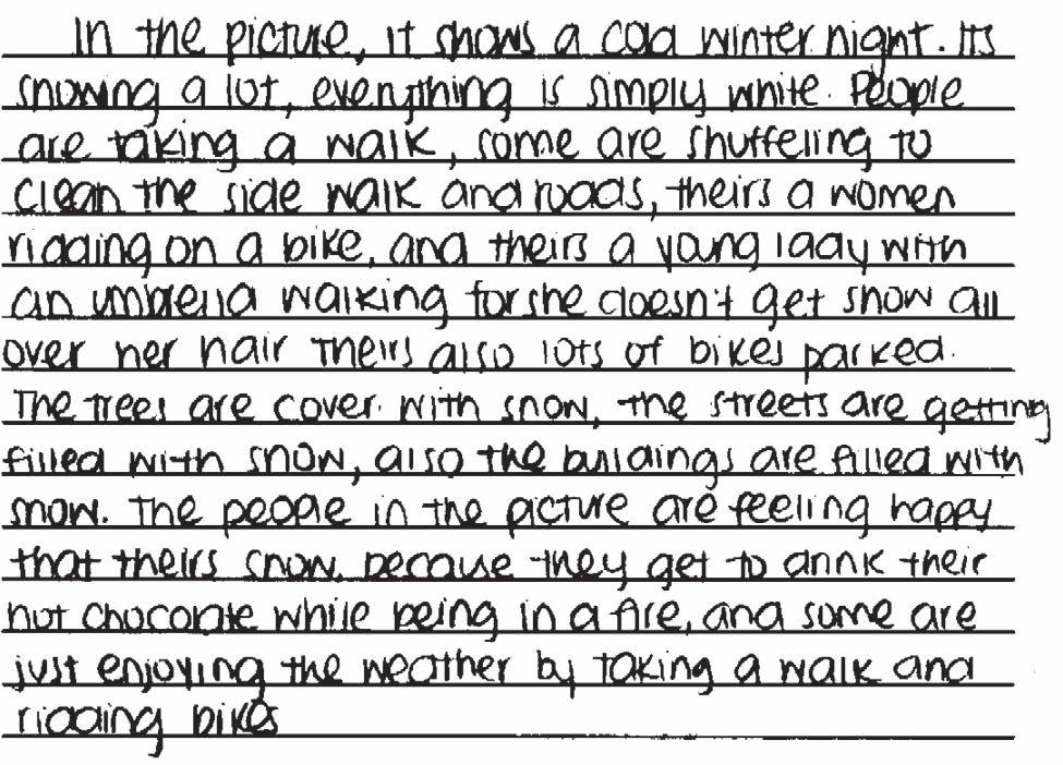 Writing Rubrics, Scoring Forms, and Exemplars Descriptive Writing Paragraph Score Point 3 Mostly addresses the task Includes some descriptive details (cold winter night, simply white, streets are