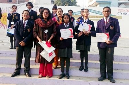 Four students of the campus secured 100% marks in different subjects in 1st comparative examination for class VIII for the academic