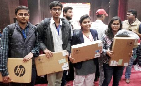 Shubh Agarwal and Vinayak Srivastava of class XI won the second prize and Akanksha Gautam of XI won the third prize in quiz at