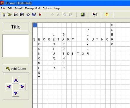Figure 3 Creating the Grid The clues for all of the words can be added by pressing the Add Clues button.