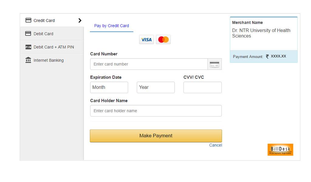 9. Now you will be directed to the Payment Gateway click OK 10. Select you mode of payment 11. After payment you will receive a Successful Payment message 12. Click OK Button.