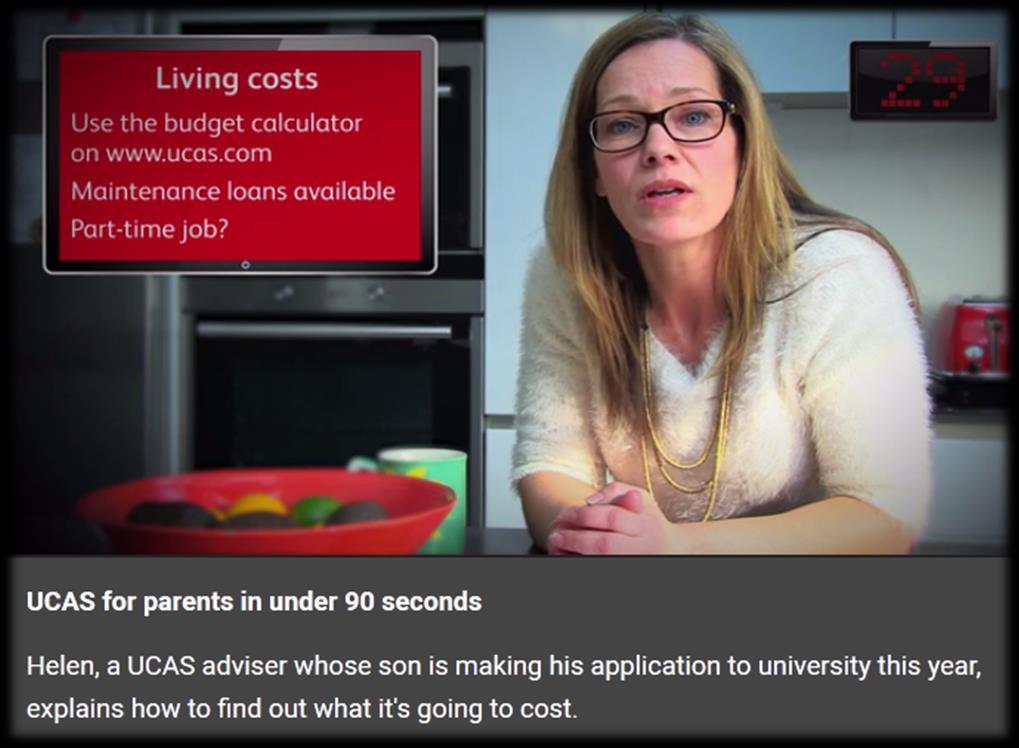 New videos for parents UCAS has developed four videos on key topics: The UCAS process Open days INSURANCE = INSURANCE somewhere = you would be you happy