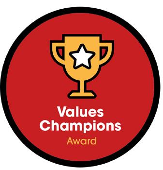 VALUES CHAMPIONS AWARD LIVING THE VALUES The Values Champions Award involves a mix of online challenges and practical activities that encourage students to think more creatively about and action ways