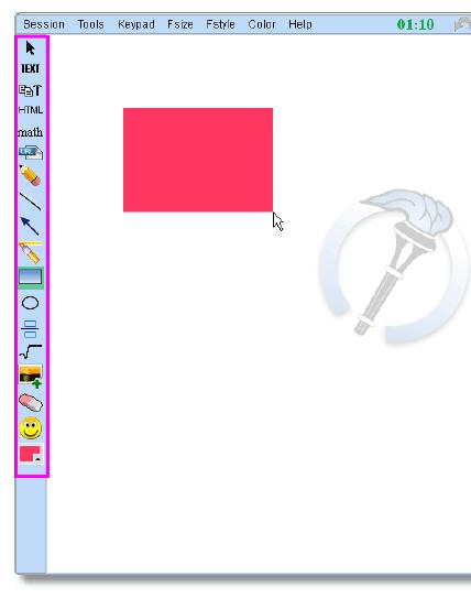 Toolbar The toolbar has options for putting text, equations, shapes, images, fractions, and other items onto the whiteboard canvas.
