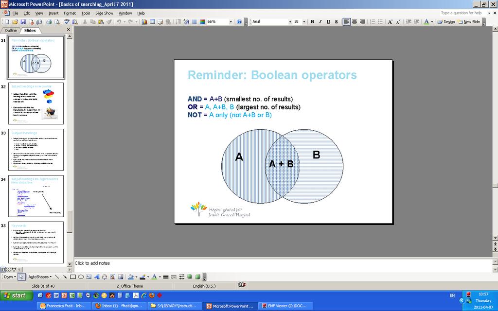 Boolean operators AND = A+B (narrowing) OR = A, A+B, B