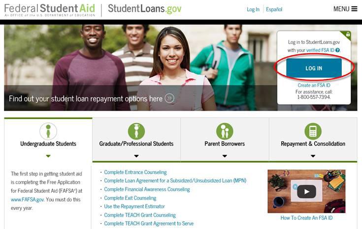 Go to studentloans.gov First time loan borrowers who accepted loans need to go to StudentLoans.