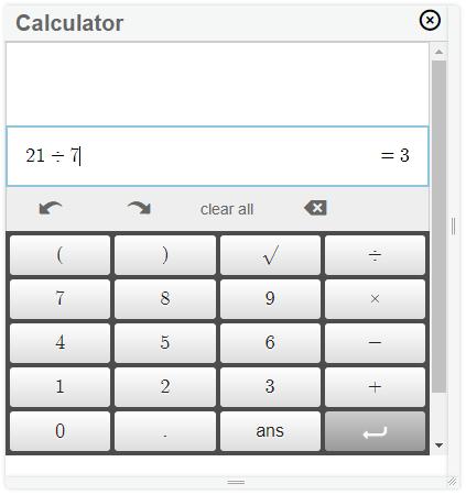Basic, four-function Calculator In the basic, four-function calculator, students enter numeric expressions that the calculator evaluates according to the order of operations.