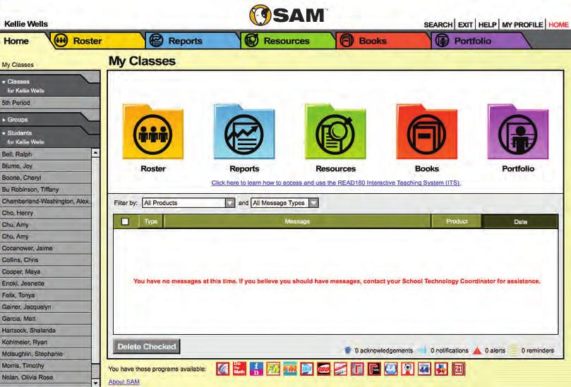 SAM Central & SAM Overview Access the Student Achievement Manager (SAM) through SAM Central to import students, set up schools and teacher accounts, and manage advanced settings.