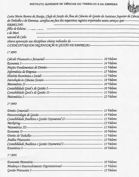 Licenciado - university transcript (page 1)