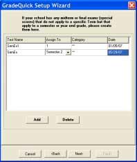 Creating Special Scores In this dialog, you can create special scores, such as semester exams. A special score is one that is calculated into the semester or year average, rather than a specific term.
