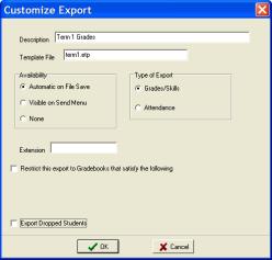 Grade Export To Edit a Grade Export Setup 1. Highlight the export in Manage Exports. 2. Click Edit. 3. Choose Availability. You should disable all exports EXCEPT for current term exports. 4.