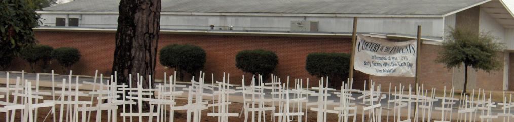 Wade decision on January 22, 1973. The rows of white crosses present a silent memorial that has a profound impact on all who pass by. The cemetery saddens and draws to prayer those who respect life.