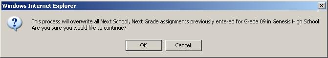 Once the assignments are completed a verification dialog is displayed: 9. Click OK to dismiss the dialog and complete the operation.