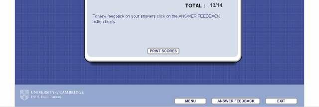 In the full test, if you want your answers explained you can click on the ANSWER FEEDBACK button at the bottom