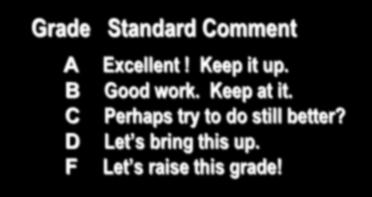 communicative value! Grades with comments are better than grades alone!