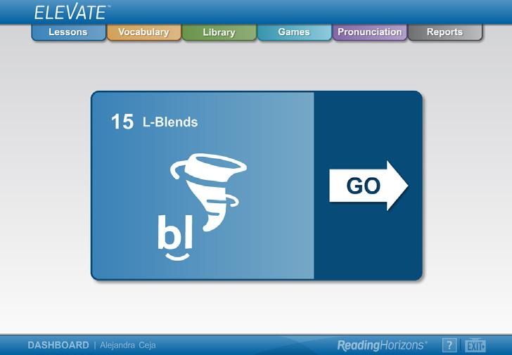 The Student Dashboard is the launchpad for accessing all the features of Reading Horizons Elevate Software.