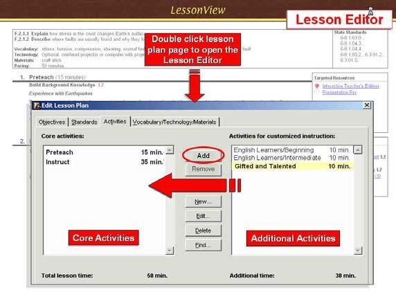 Modify your lesson To make changes to your lesson plan, double click on the lesson plan page to open up the lesson editor. This allows you to customize the plan. 1.