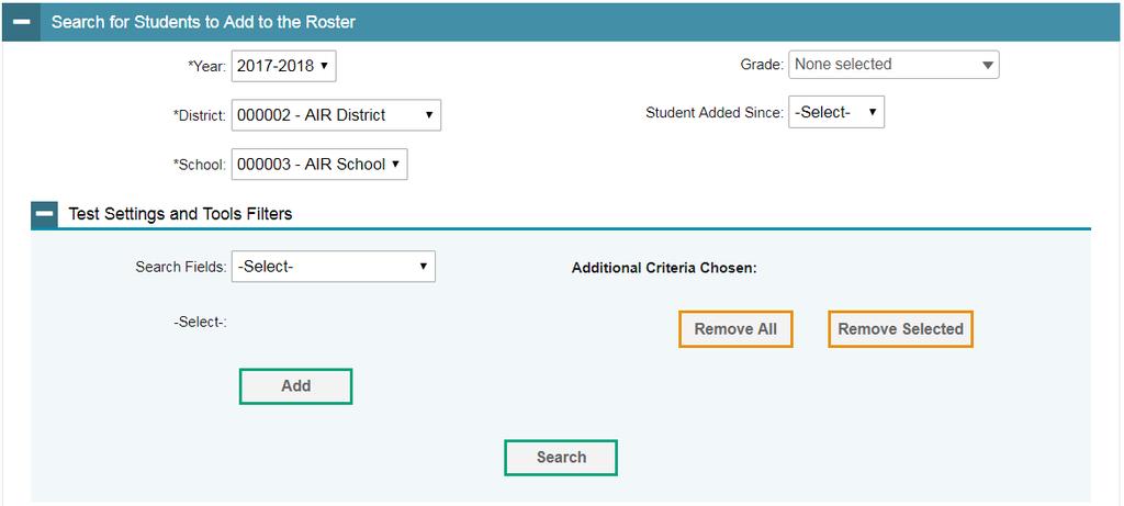 Working with Student Rosters To add a roster: 1. From the banner (see Figure 7), click Add Rosters. The Add Rosters page opens (see Figure 38). o The Add Rosters page consists of multiple panels.