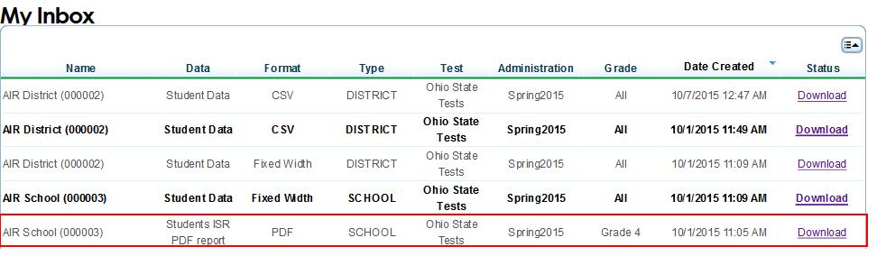 Printing Reports in the ORS 7. After receiving the email, go to the Inbox. To access the Inbox, do one of the following: o From the Reports & Files drop-down list, select Retrieve Student Results.